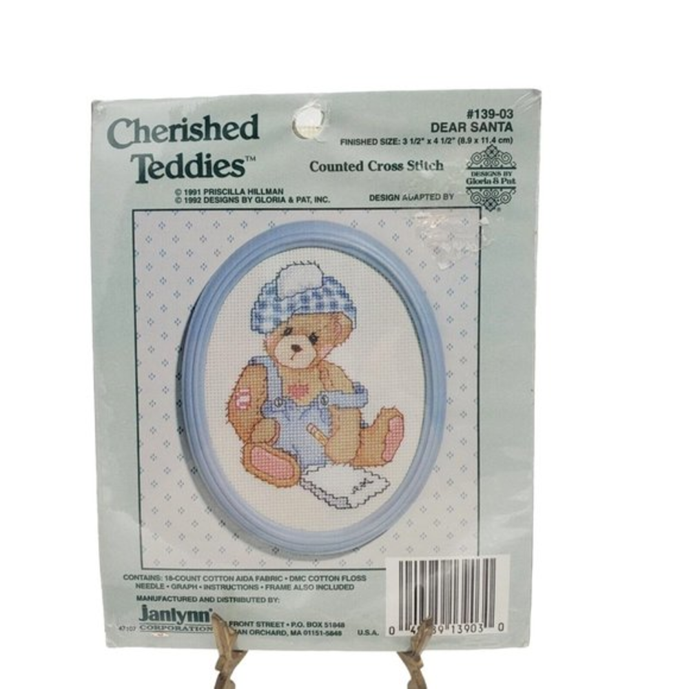 VTG Cherished Teddies Janlynn Counted Cross Stitch Precious Bear‎ #139-03 Dear